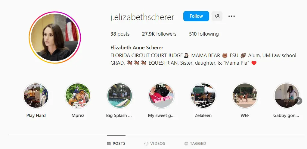 Elizabeth Scherer official Instagram account