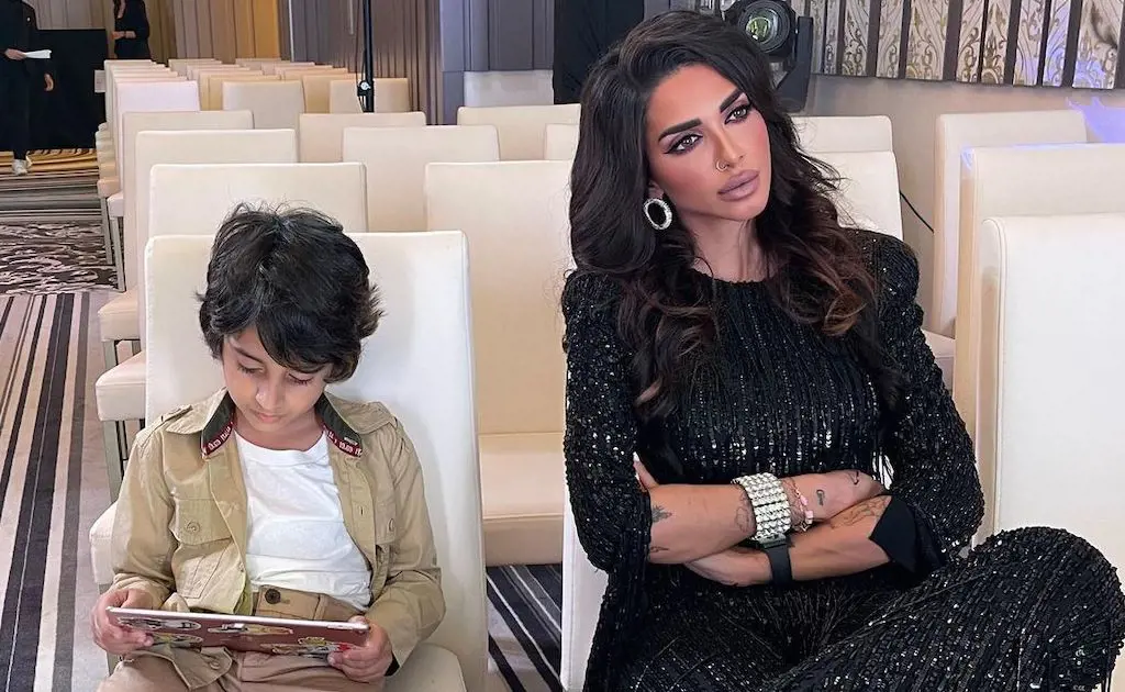 Sara Al Madani with her son as she prepares for media promotion of her new show, Real housewives of Dubai