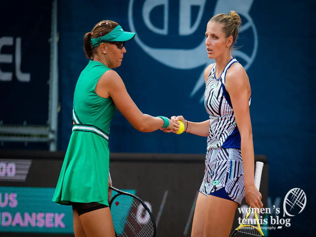 Lucie Hradecka along with her doubles partner.