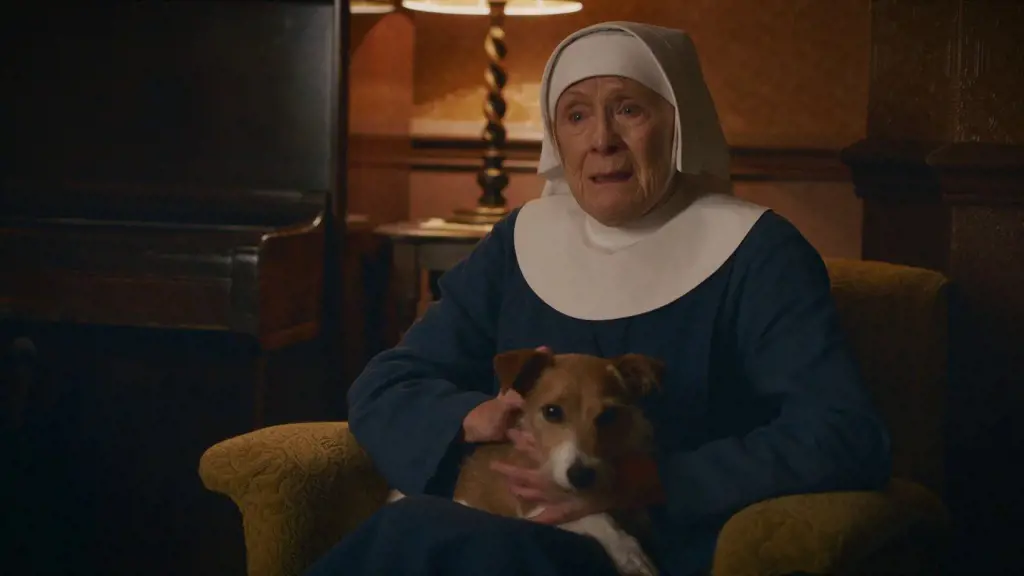 Sister Monica with the dog who she is friends with form episode 7 of season 12