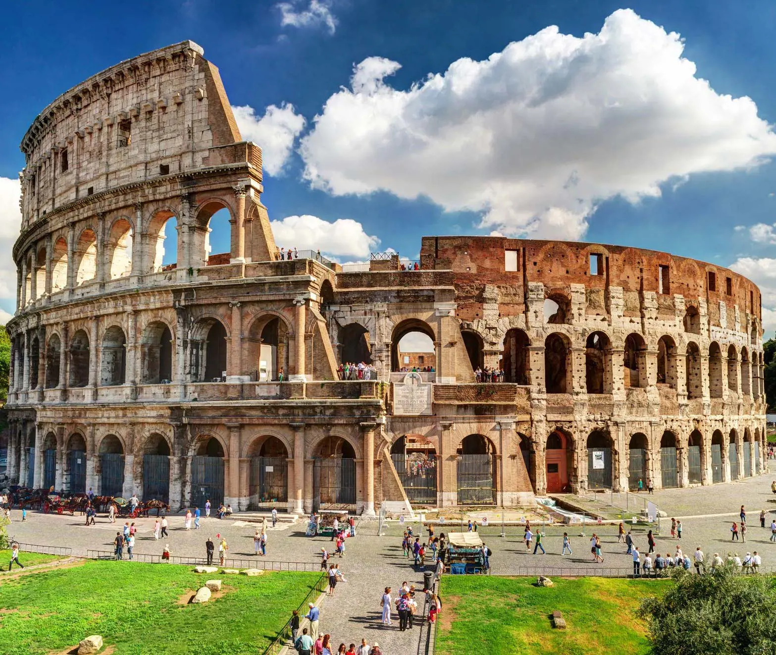 The Colosseum resides in the city of Rome and attracts millions of tourist every year