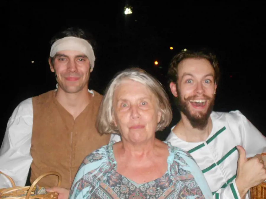 Betty went to Actor's Theater of Columbus in summer of 2012; the picture showing her with two of the clowns from Servant of Two Masters