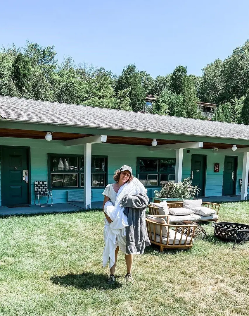 Motel Rescue host pictured at The Springs Motel, a historic motel in the Berkshires renovated by Kurowski & her team on Season 2 of Inn The Works