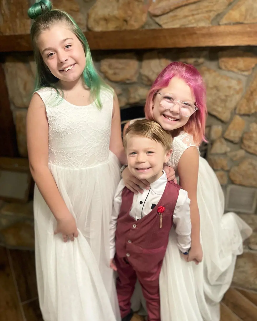 Smith has three stepchildren from his married life with Marie. From left- Timber, Mayer Mans, and Adelyn celebrating Easter