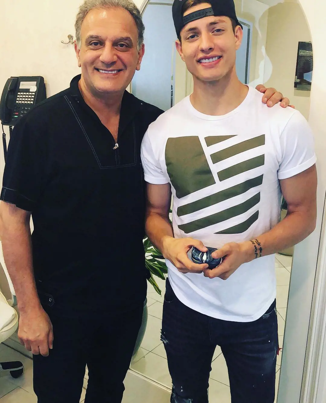 Matt shared a picture with Dr. Kourosh after he successfully transformed his teeth on June, 2018