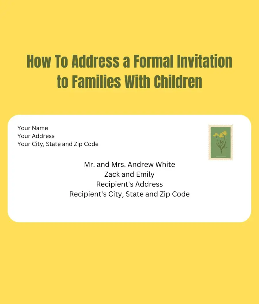 For an invitation that includes children under 18 in a family, place their names under the parents' monikers