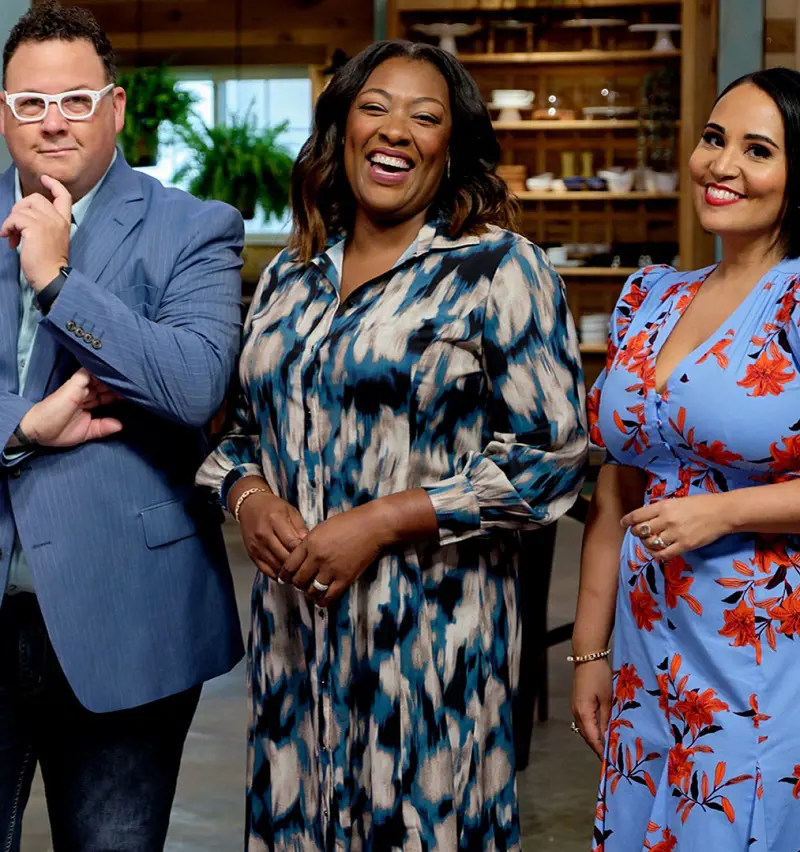 From left, Graham Elliot, Tiffany Derry, and Leah Cohen return to judge the nine home cooks this season