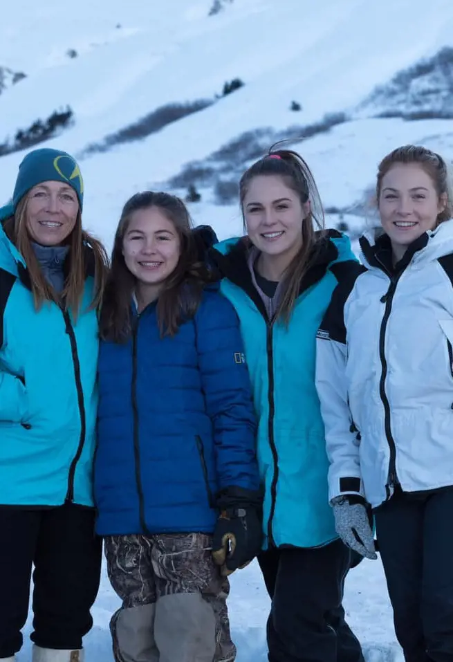 Dr. Oakley taught her kids to care for animals from an early age. From left Michelle, Willow, Sierra, and Maya enjoying the family trip in the Haines Pass.