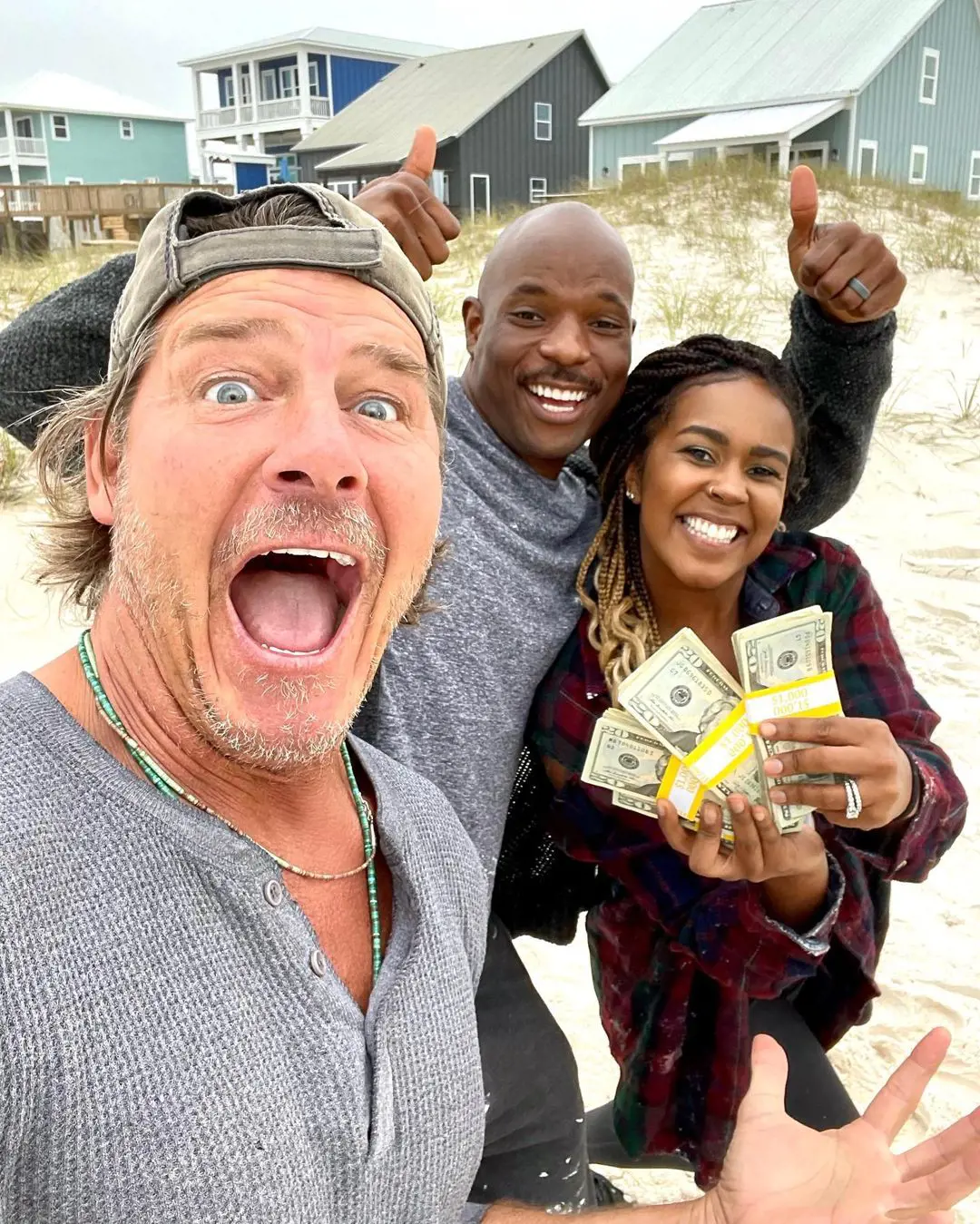 Ty Pennington with his teammate during the filming of the HGTV show Battle on the Beach